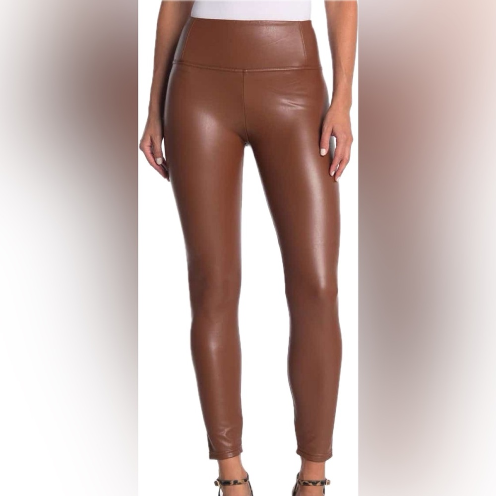 7 For All Mankind Vegan Leather Leggings, cognac brown